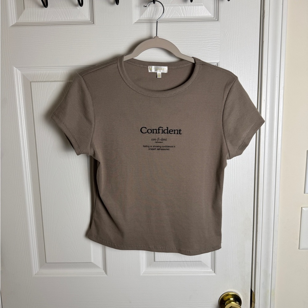 Plus Size Confident Women's Tan Crop Top